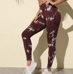 Leggings - Scrunch Butt - Maroon White Marble