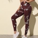 Leggings - Scrunch Butt - Maroon White Marble